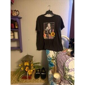 Dolly Parton Graphic Tee 2X Black Floral Country Music Shirt Plus Size Boho West